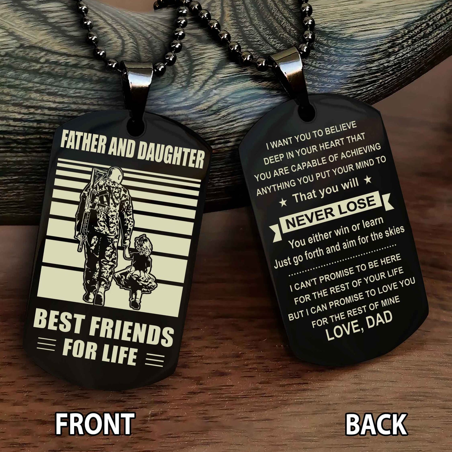 Father and Daughter Personalized Double Sided Dog Tag Father And Daughter Best Friends For Life - Message on the back side