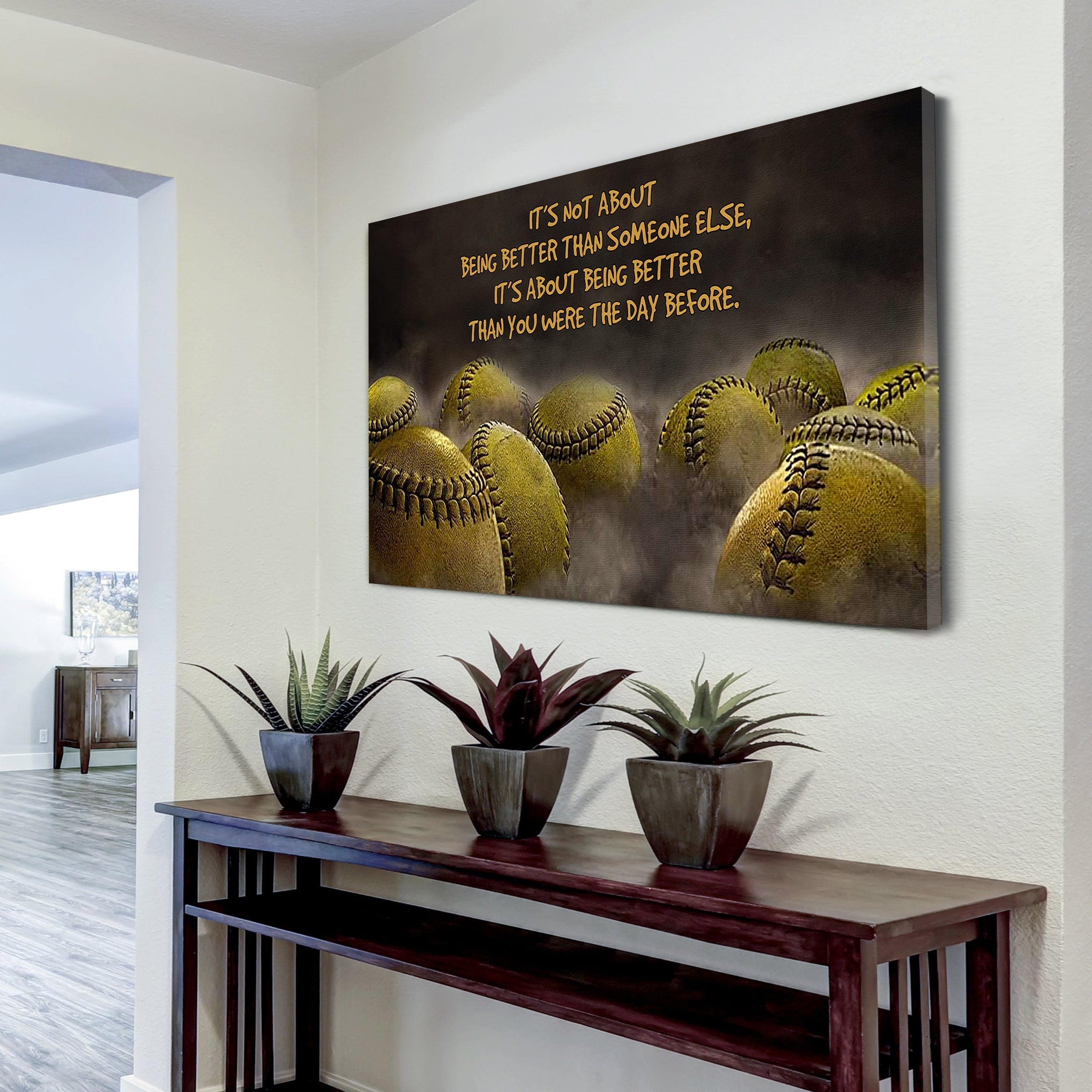 Softball customizable poster canvas - It is not about better than someone else, It is about being better than you were the day before