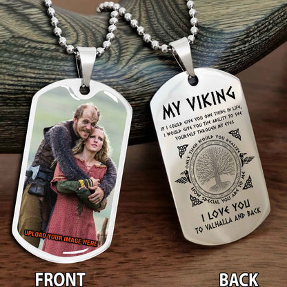 Personalized Viking Double-Sided Graphic Dog Tag for Husband with Photo Upload