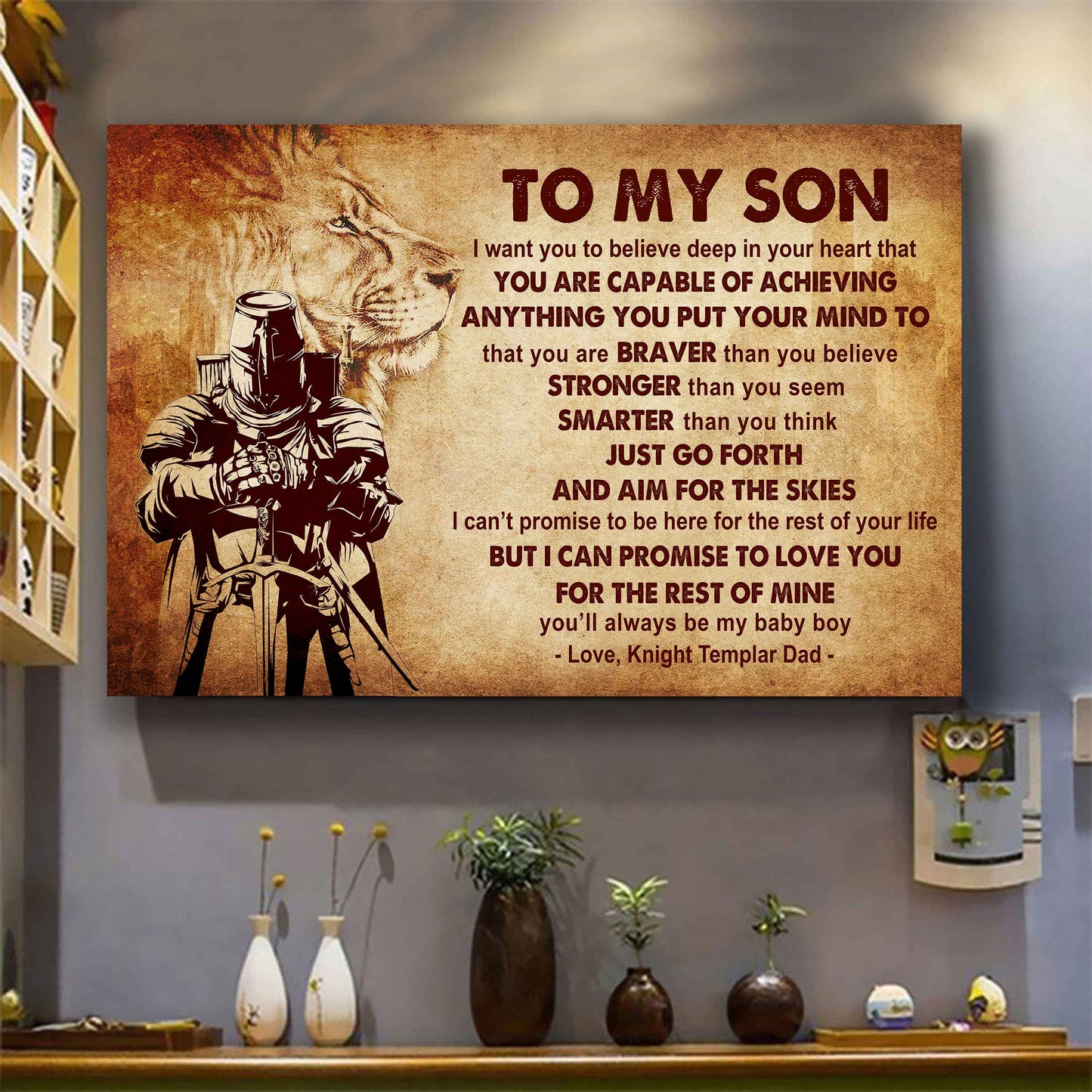 Spartan Poster Canvas Just Go Forth And Aim For The Skies From Dad To Son Gift For Your Son