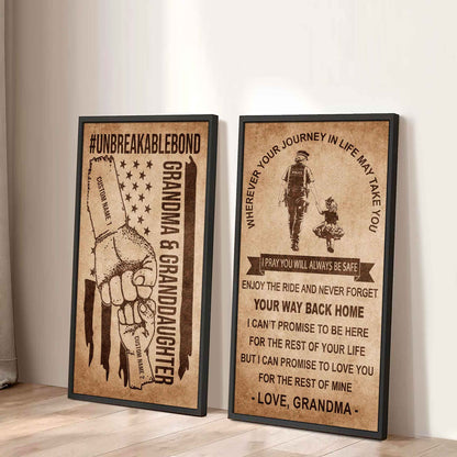 Grandma And Granddaughter UnBreakable Bond - 2 Piece Canvas Wall Art Black Floating Frame - Never Forget Your Way Back Home