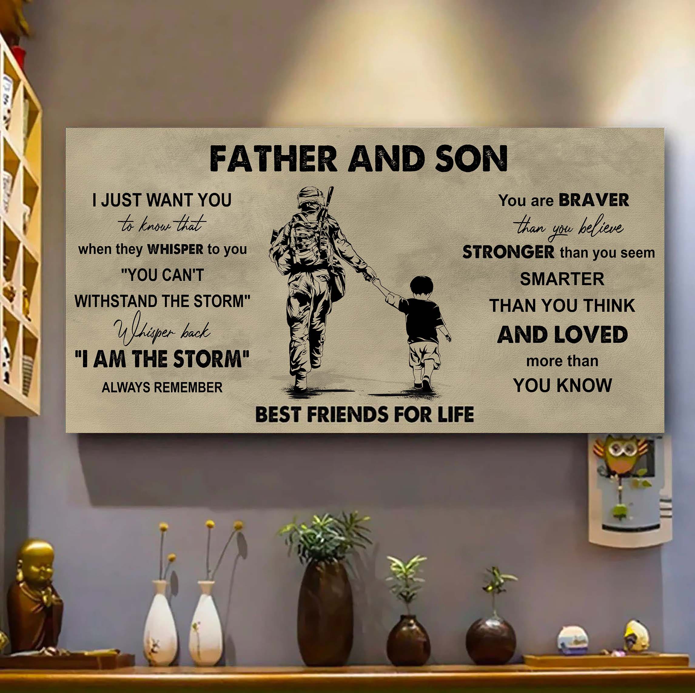 DRB Father And Son Best Friends For Life - I Am The Storm Poster Canvas Gift For Son From Father-Photo Upload