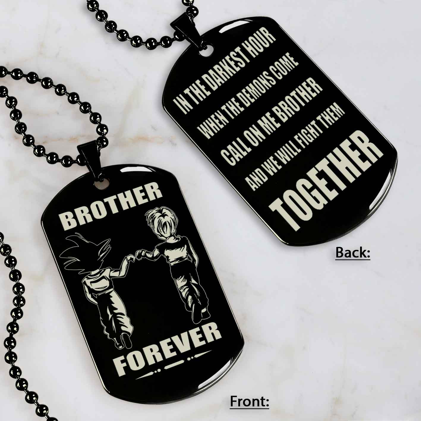 Soldier customizable engraved black dog tag double sided gift from brother, brother forever