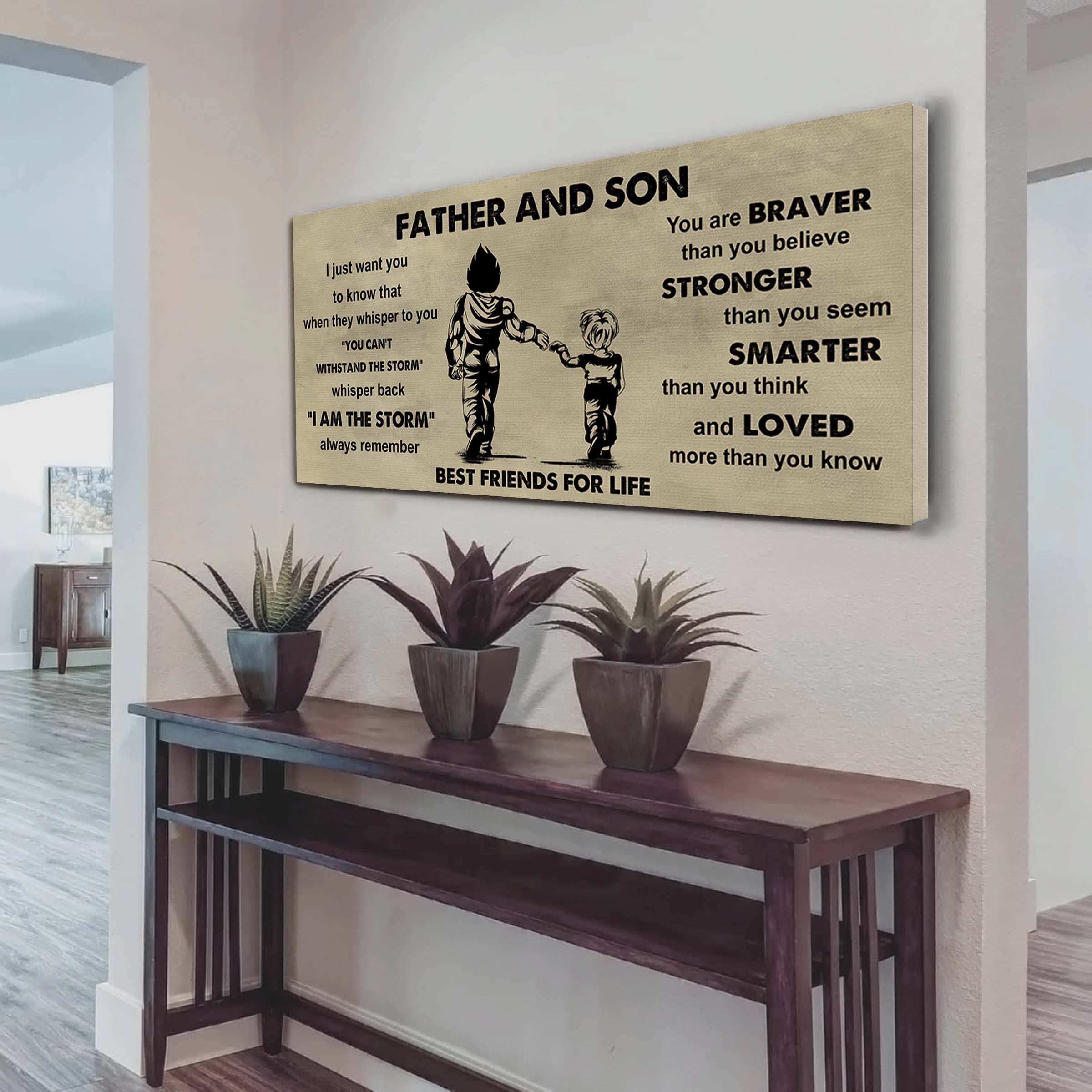 Ver 2 FAMILY-PHOTO UPLOAD VGT Father And Son Best Friends For Life - I Am The Storm Poster Canvas Gift For Son From Father