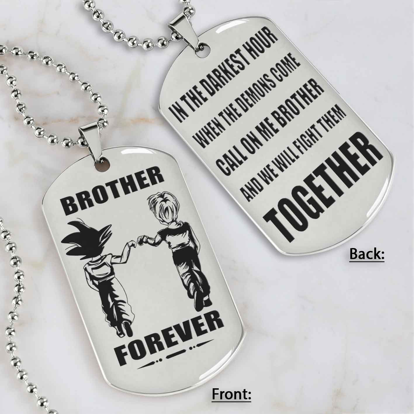 Soldier customizable engraved black dog tag double sided gift from brother, brother forever
