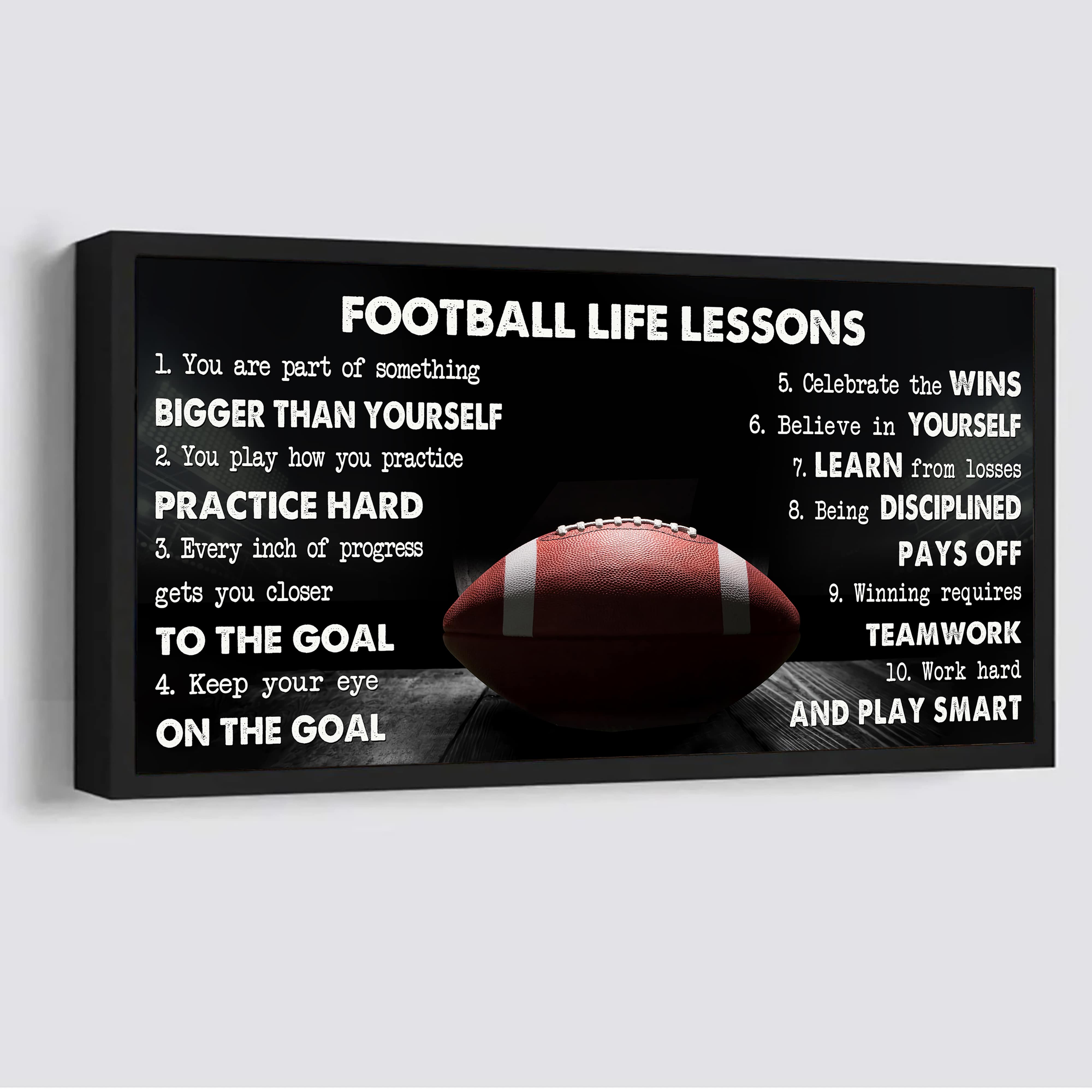 Sport Life Lesson Canvas Poster Wall Art Black Floating Frame