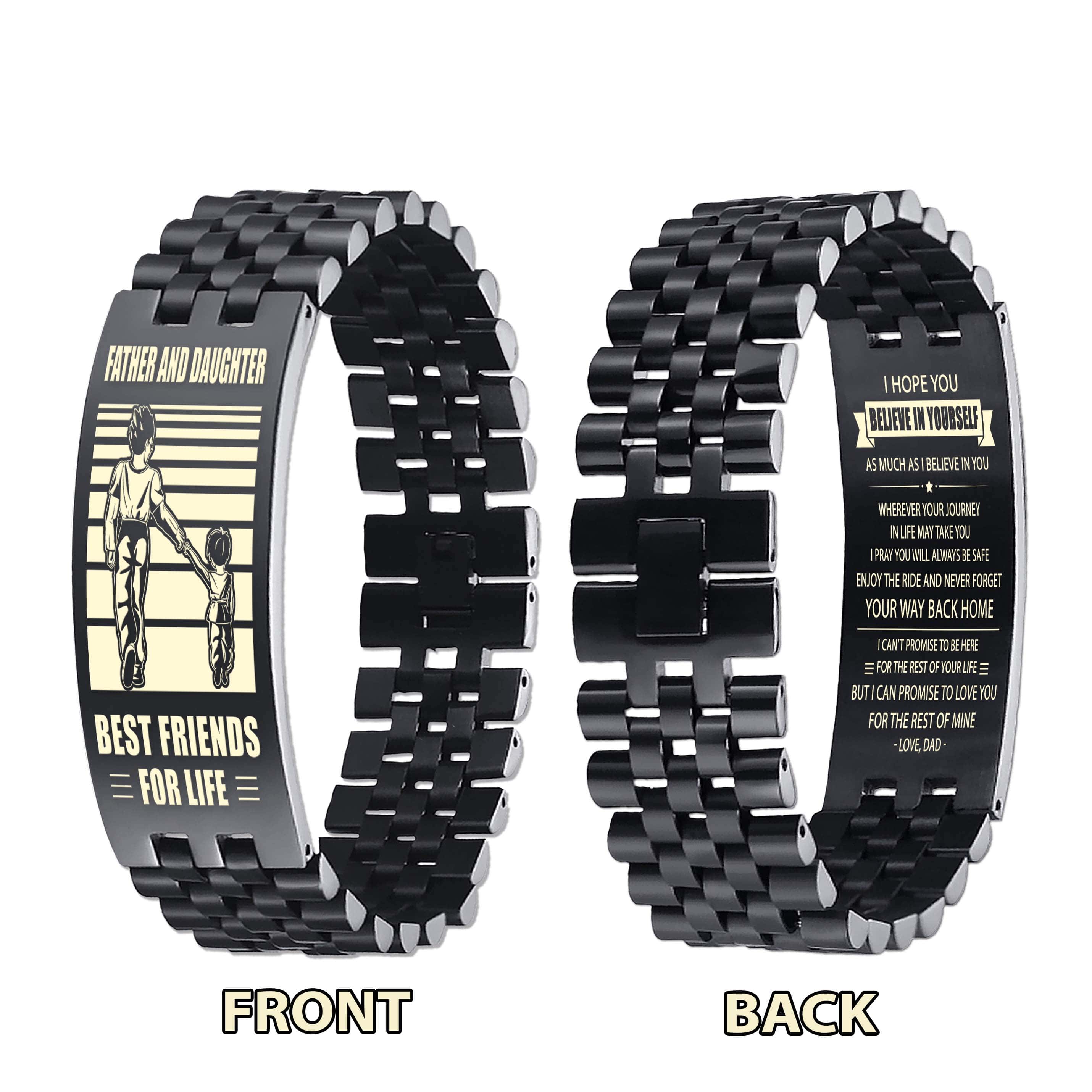 WBH Spartan Personalized Double Sided Bracelet Father And Son Best Friends For Life - Message on the back side