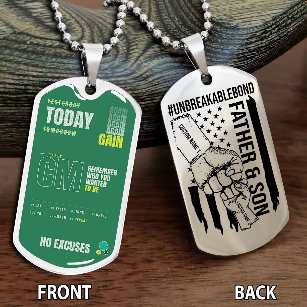 Personalized Double Side Graphic Dog Tag Dad And Son Remember Who You Wanted To Be