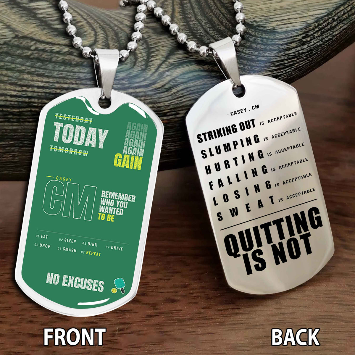 Personalized Double Side Graphic Dog Tag Sport - Quitting Is Not Gift For Your Kid