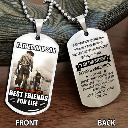 Personalized Double Side Graphic Dog Tag Gift For Your Son With Motivation Message Best Gift From Father To Son