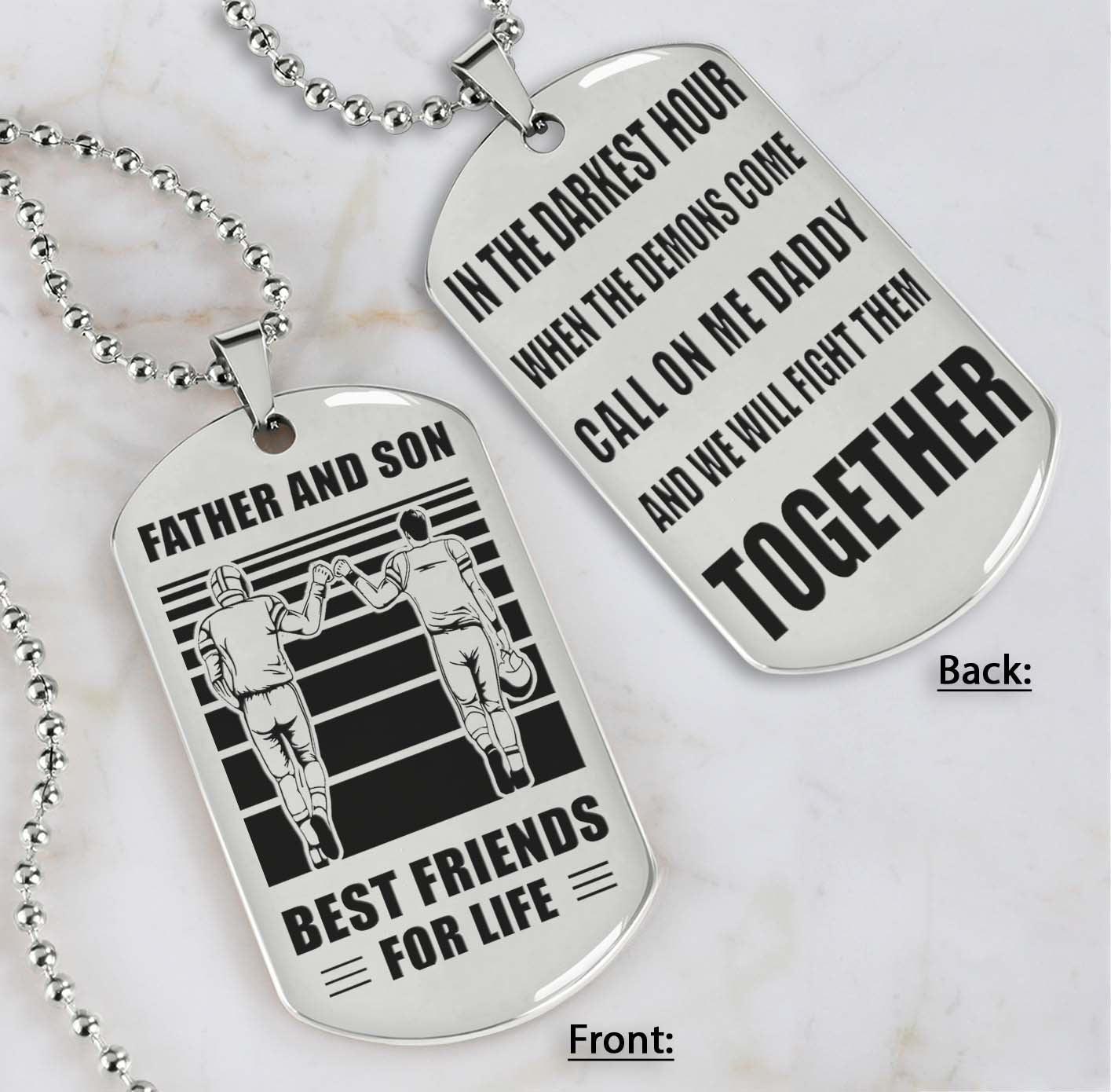 Samurai Personalized Double Sided Dog Tag Call On Me Daddy And We Will Fight Them Together Gifts For Your Dad, From Son To Dad