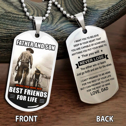 Personalized Double Side Graphic Dog Tag Gift For Your Son With Motivation Message Best Gift From Father To Son