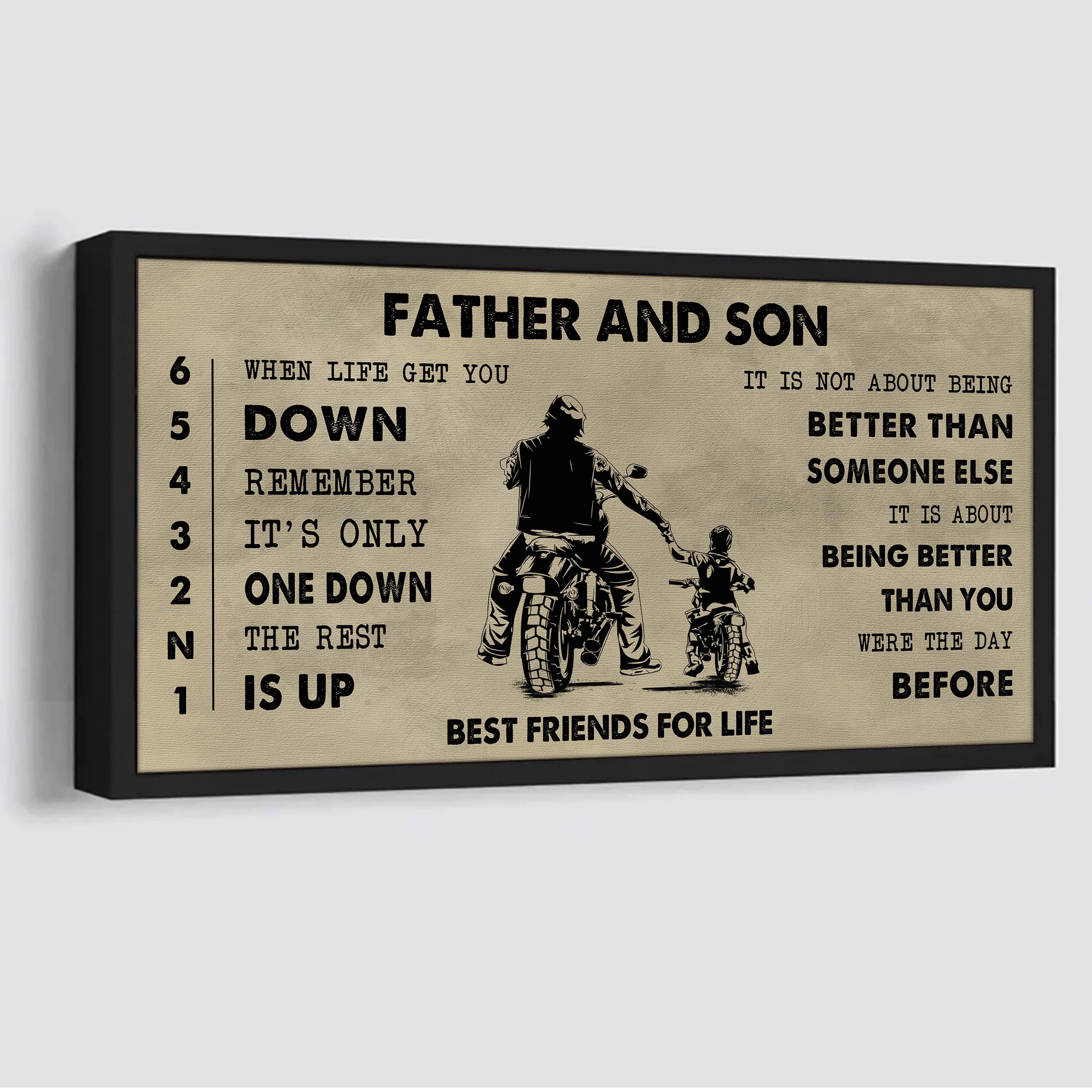 Biker Father And Son Best Friends For Life - Be Strong When You Are Weak Poster Canvas Gift For Son From Father-Photo Upload