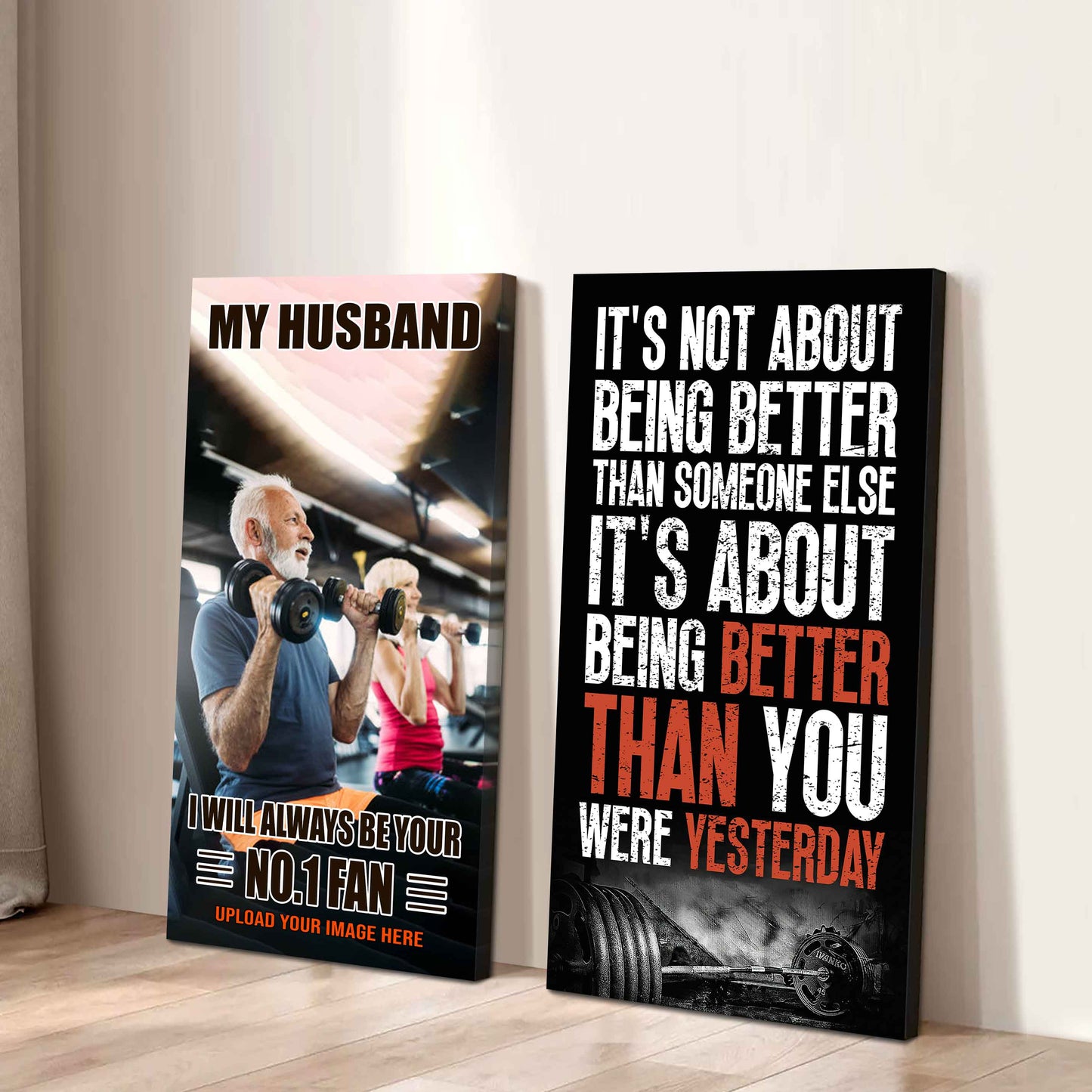 To My Husband Canvas I Am Your No 1 Fan - 2 Piece Canvas Wall Art - It's About Being Better Than You Were Yesterday
