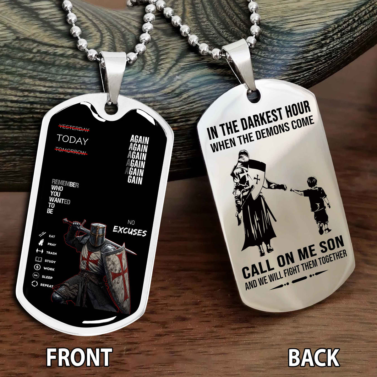 Personalized Double Side Graphic Dog Tag Father And Son - Call On Me Son And We Will Fight Them Together