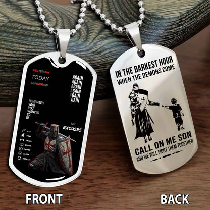 Personalized Double Side Graphic Dog Tag Father And Son - Call On Me Son And We Will Fight Them Together
