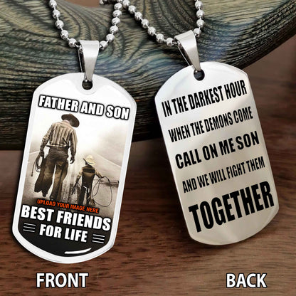 Personalized Double Side Graphic Dog Tag Gift For Your Son With Motivation Message Best Gift From Father To Son