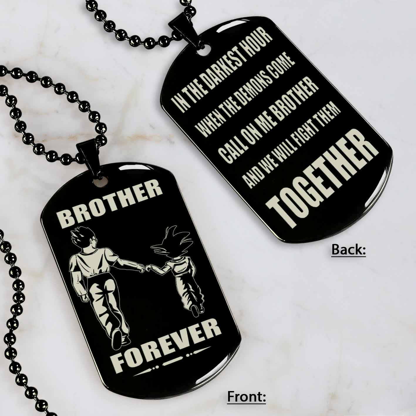 Soldier customizable engraved black dog tag double sided gift from brother, brother forever