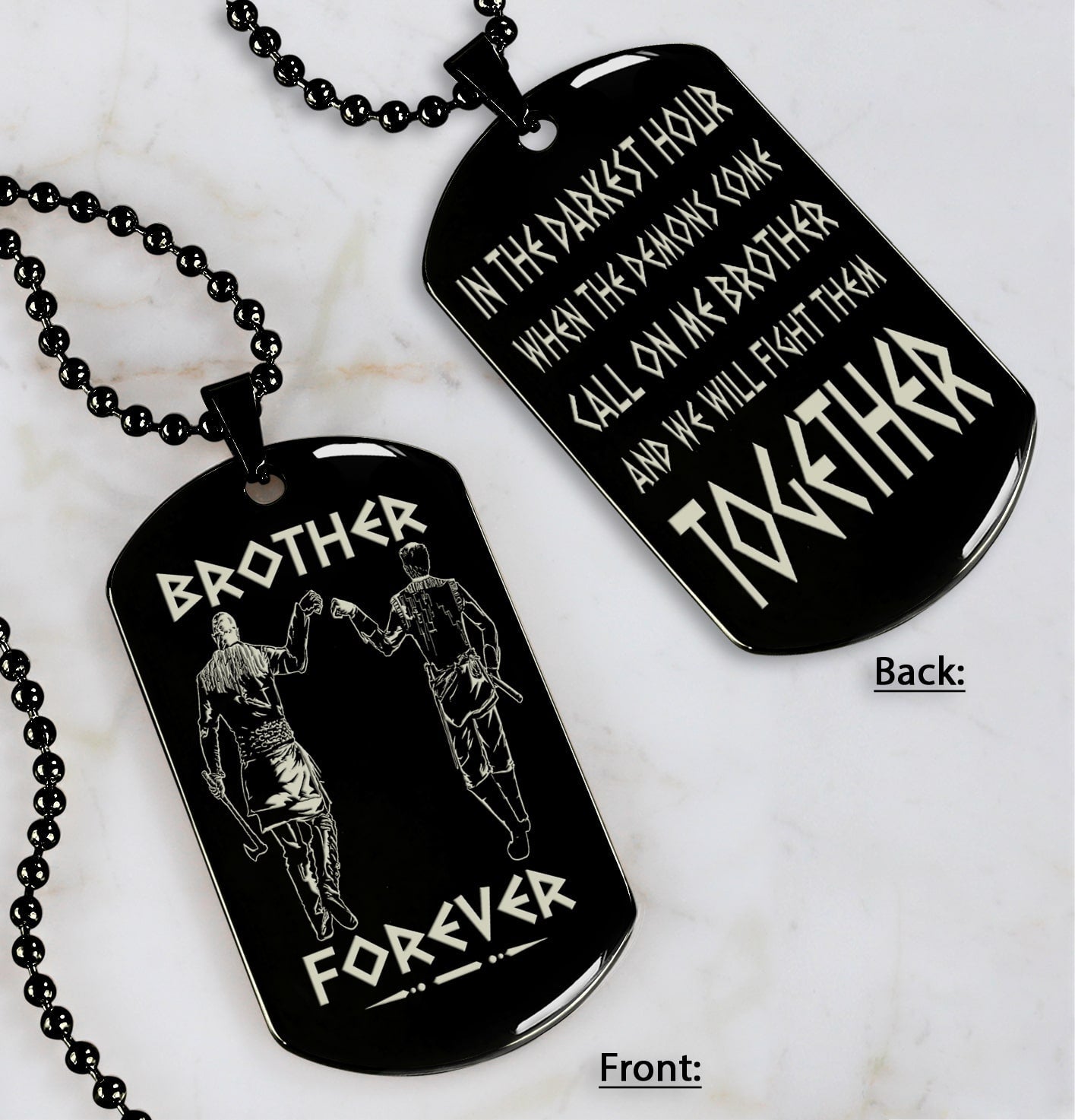 Soldier customizable engraved black dog tag double sided gift from brother, brother forever