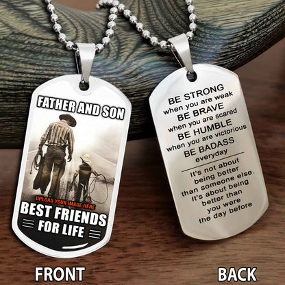 Personalized Double Side Graphic Dog Tag Gift For Your Son With Motivation Message Best Gift From Father To Son