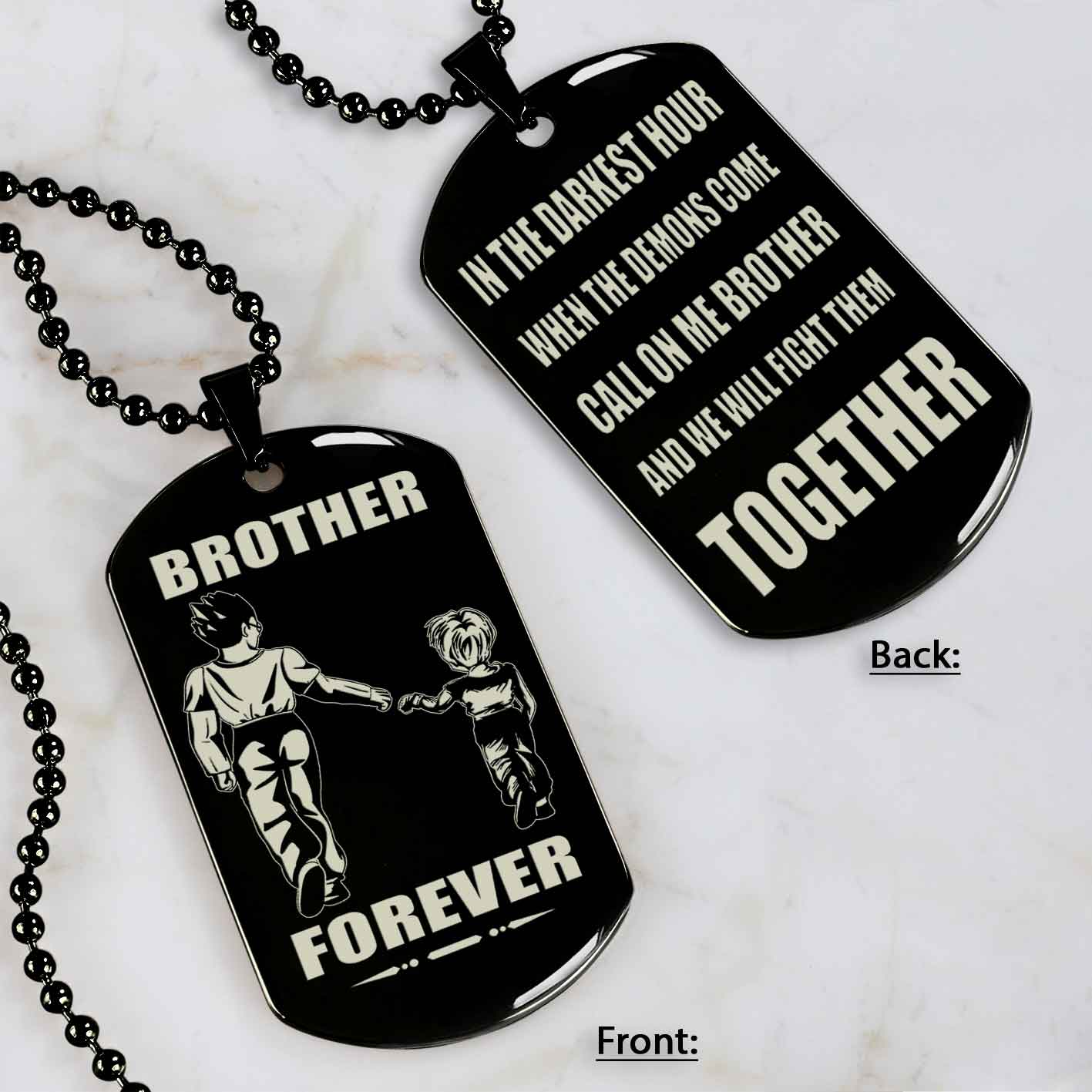 Soldier customizable engraved black dog tag double sided gift from brother, brother forever