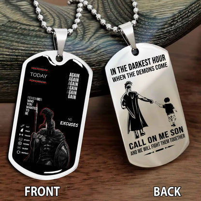 Personalized Double Side Graphic Dog Tag Father And Son - Call On Me Son And We Will Fight Them Together