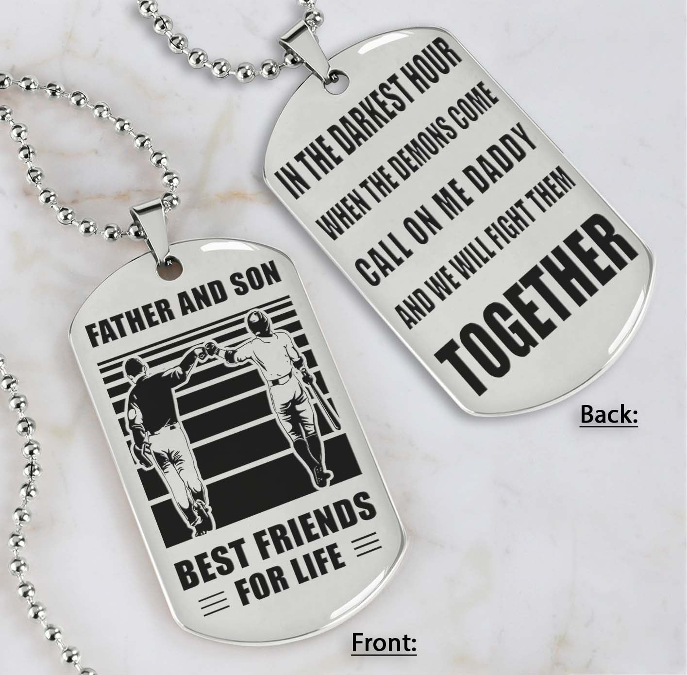 Samurai Personalized Double Sided Dog Tag Call On Me Daddy And We Will Fight Them Together Gifts For Your Dad, From Son To Dad