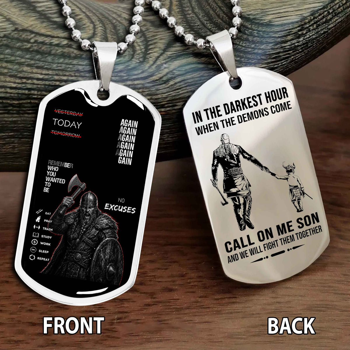 Personalized Double Side Graphic Dog Tag Father And Son - Call On Me Son And We Will Fight Them Together