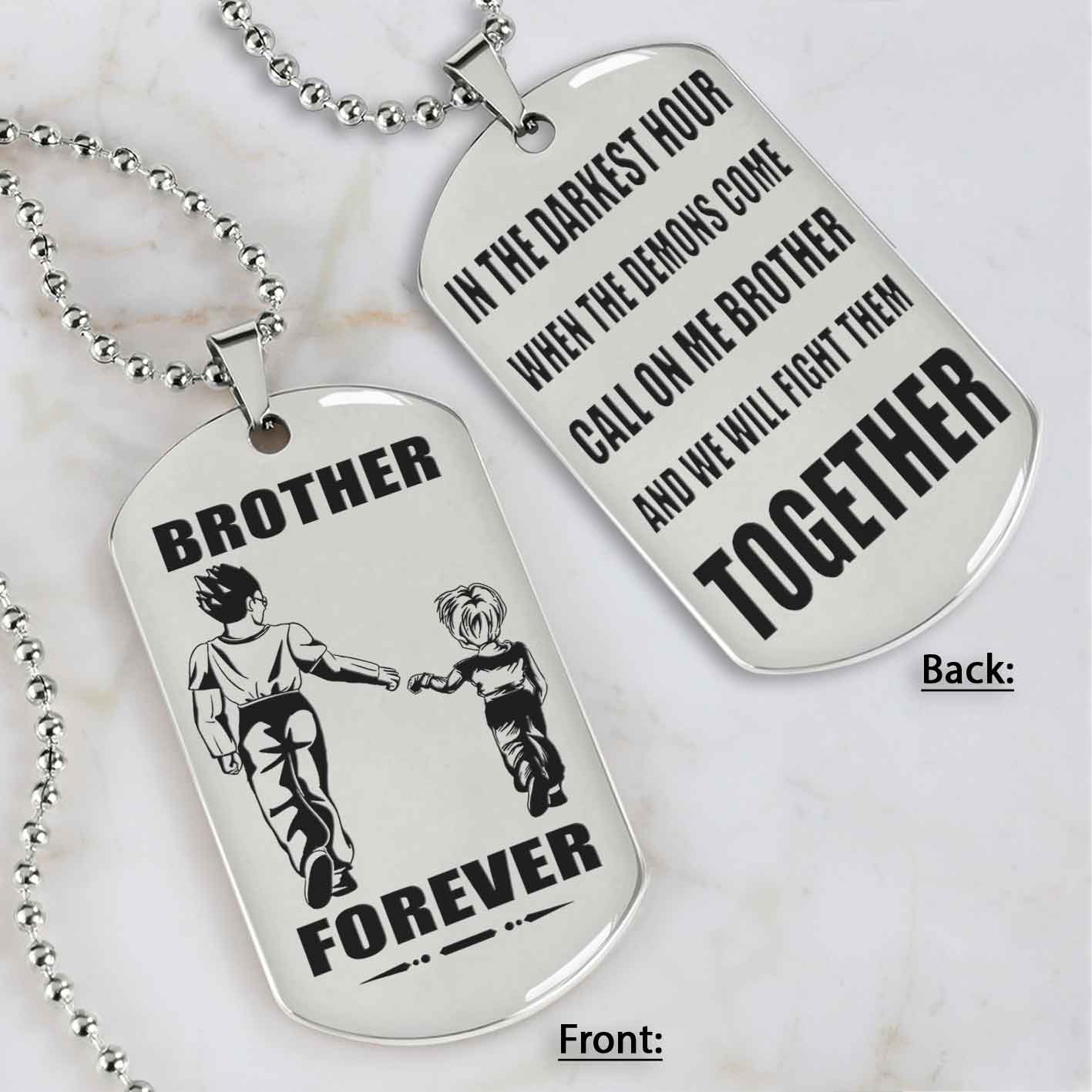 Soldier customizable engraved black dog tag double sided gift from brother, brother forever