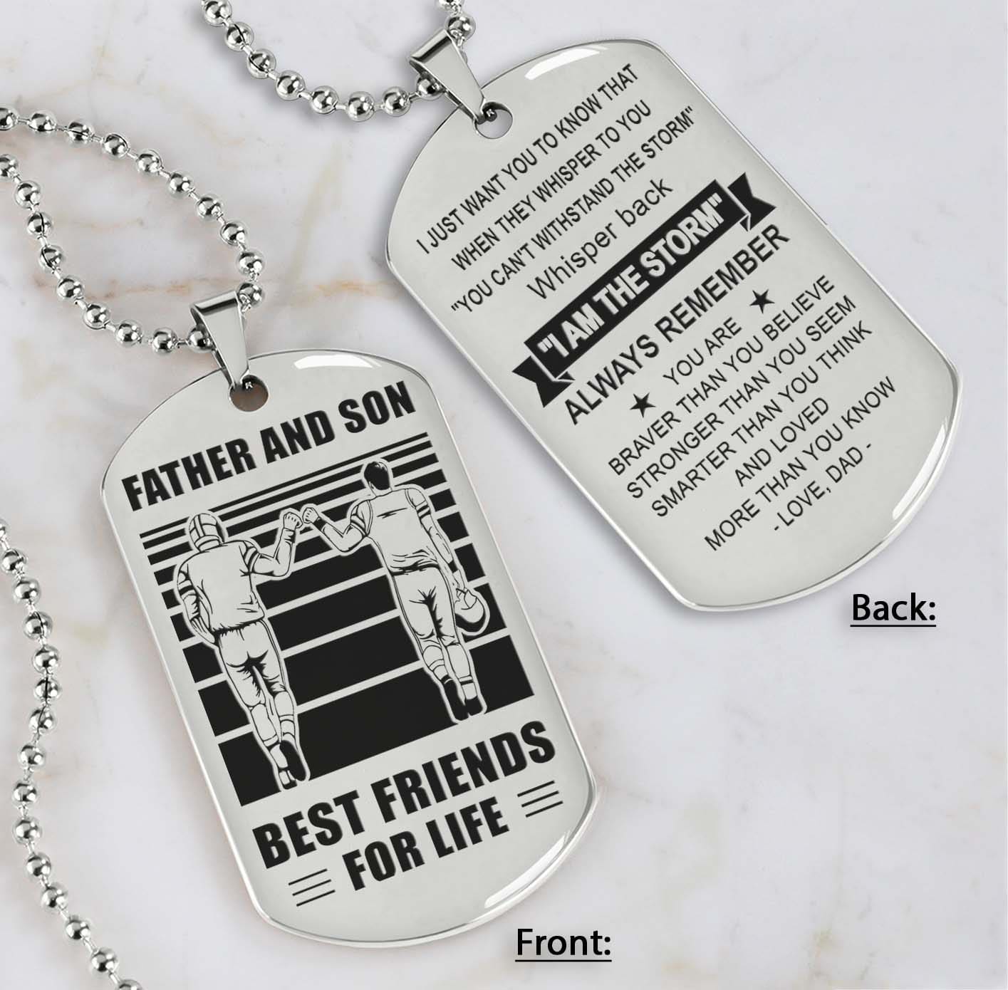 Silver Version Personalized Double Sided Dog Tag Father And Son Best Friends For Life - Message on the back side