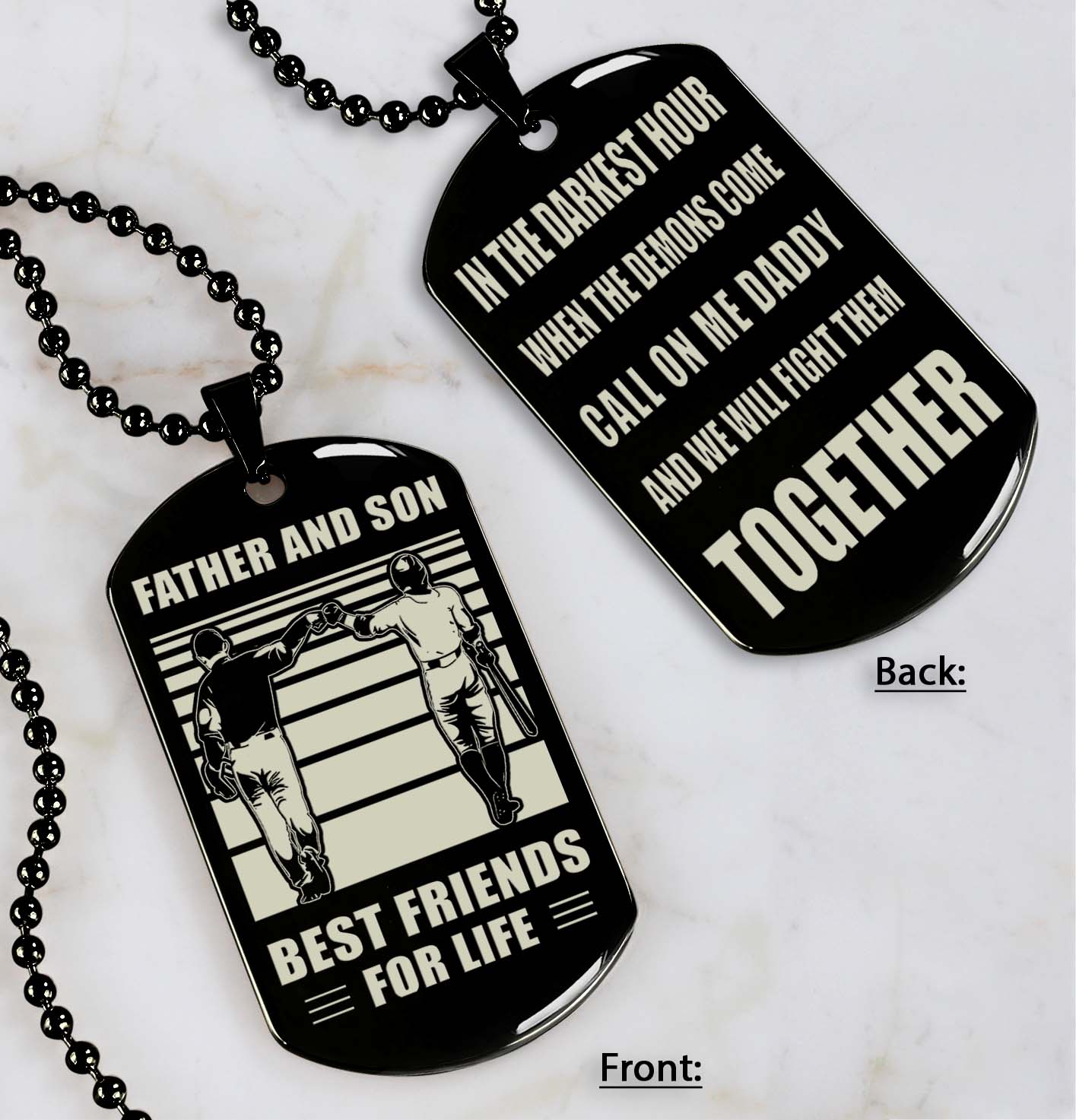 Samurai Personalized Double Sided Dog Tag Call On Me Daddy And We Will Fight Them Together Gifts For Your Dad, From Son To Dad