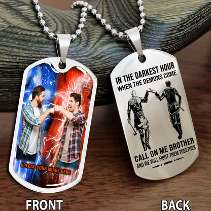 Personalized Viking Double-Sided Graphic Dog Tag for Brother with Photo Upload