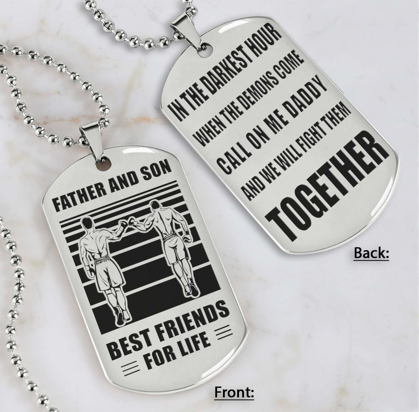 Samurai Personalized Double Sided Dog Tag Call On Me Daddy And We Will Fight Them Together Gifts For Your Dad, From Son To Dad