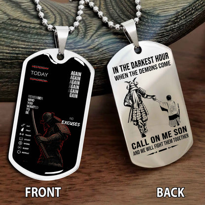 Personalized Double Side Graphic Dog Tag Father And Son - Call On Me Son And We Will Fight Them Together