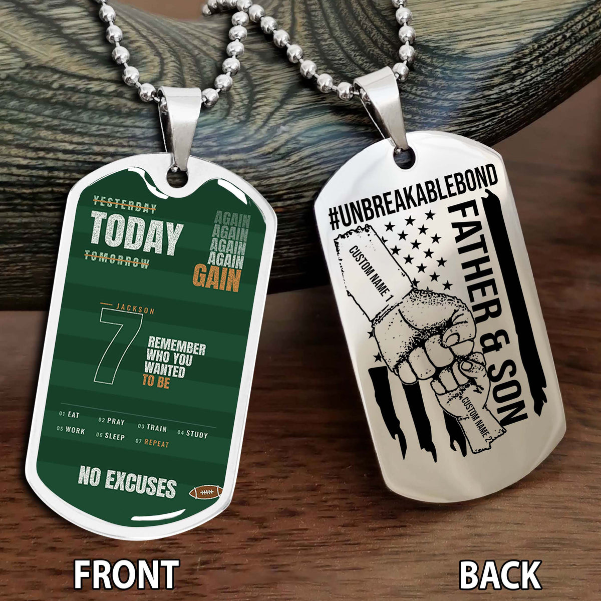 Personalized Double Side Graphic Dog Tag Dad And Son Remember Who You Wanted To Be