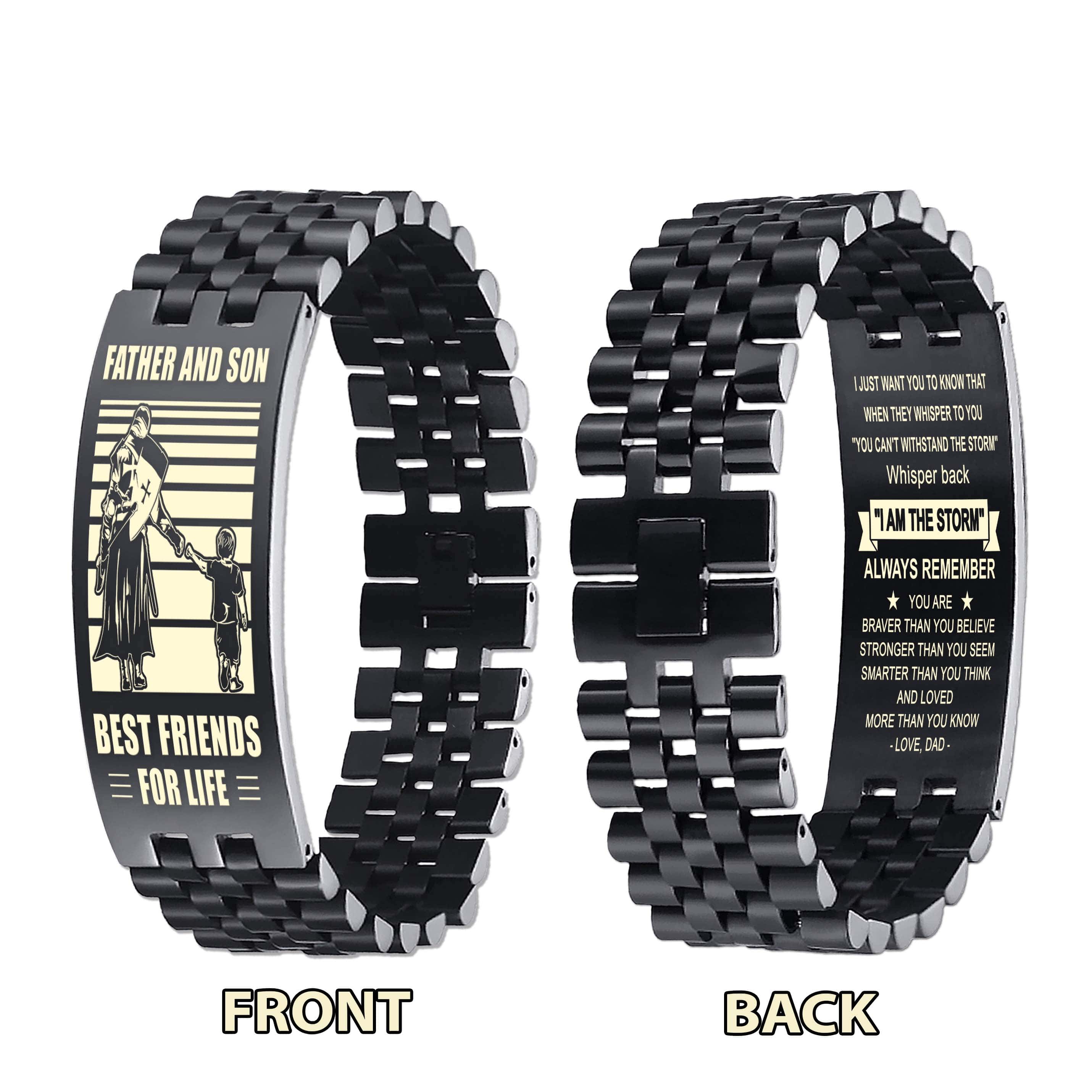 WBH Biker Personalized Double Sided Bracelet Father And Son Best Friends For Life - Message on the back side