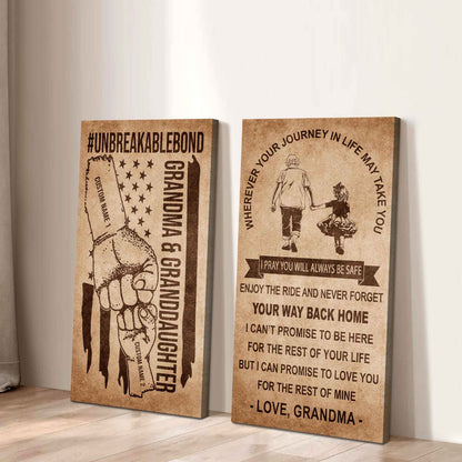 Grandma And Granddaughter UnBreakable Bond - 2 Piece Canvas Wall Art Black Floating Frame - Never Forget Your Way Back Home