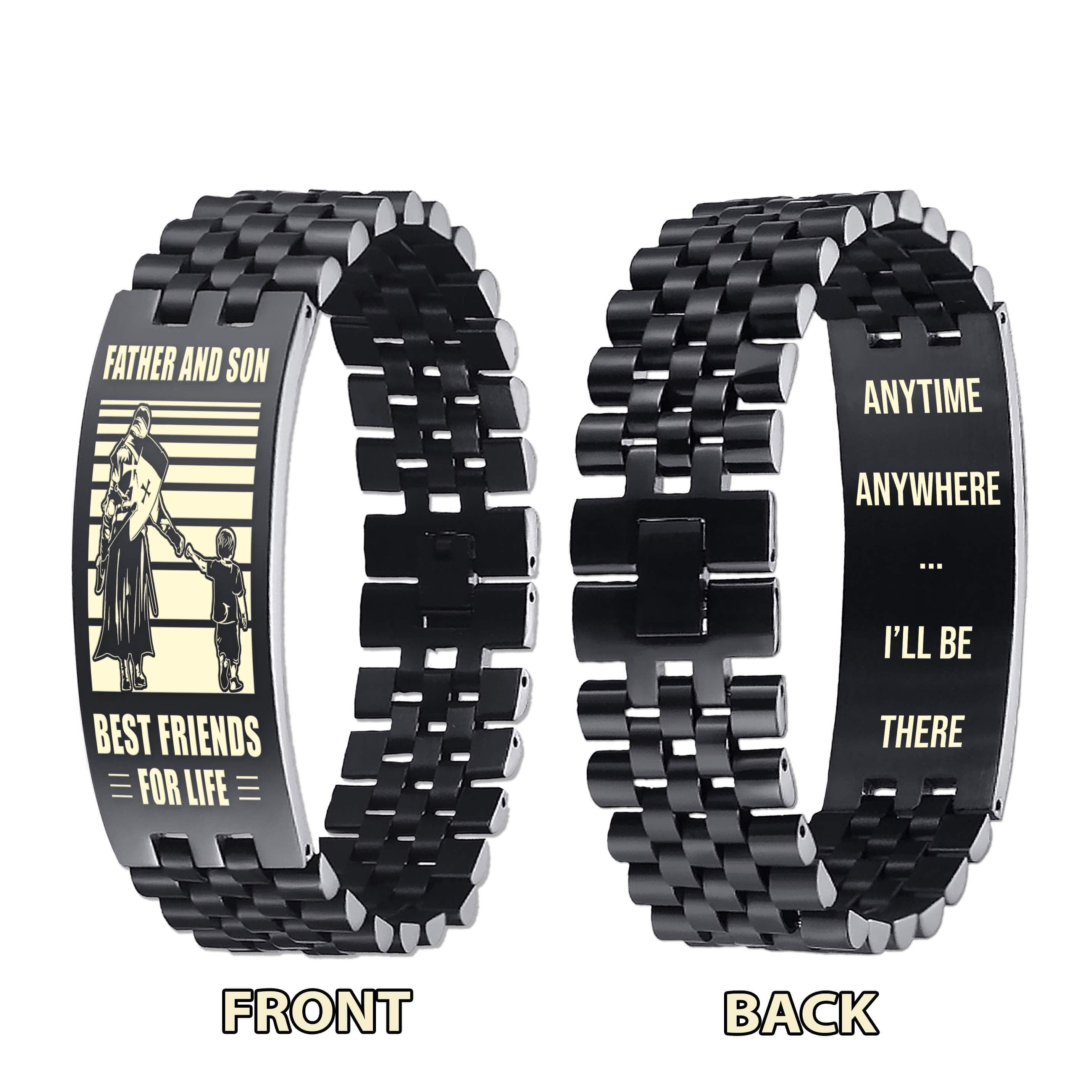 STO Samurai Personalized Double Sided Bracelet Father And Son Best Friends For Life - Message on the back side