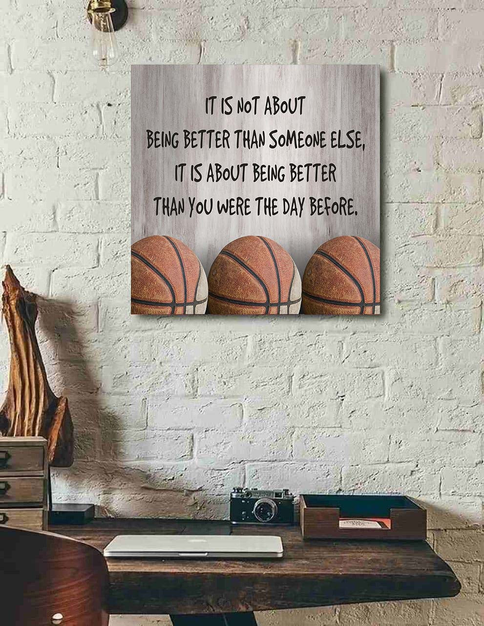 Basketball Square Poster Canvas It's Not About Being Better Than Someone Else It's About Being Better Than You Were The Day Before