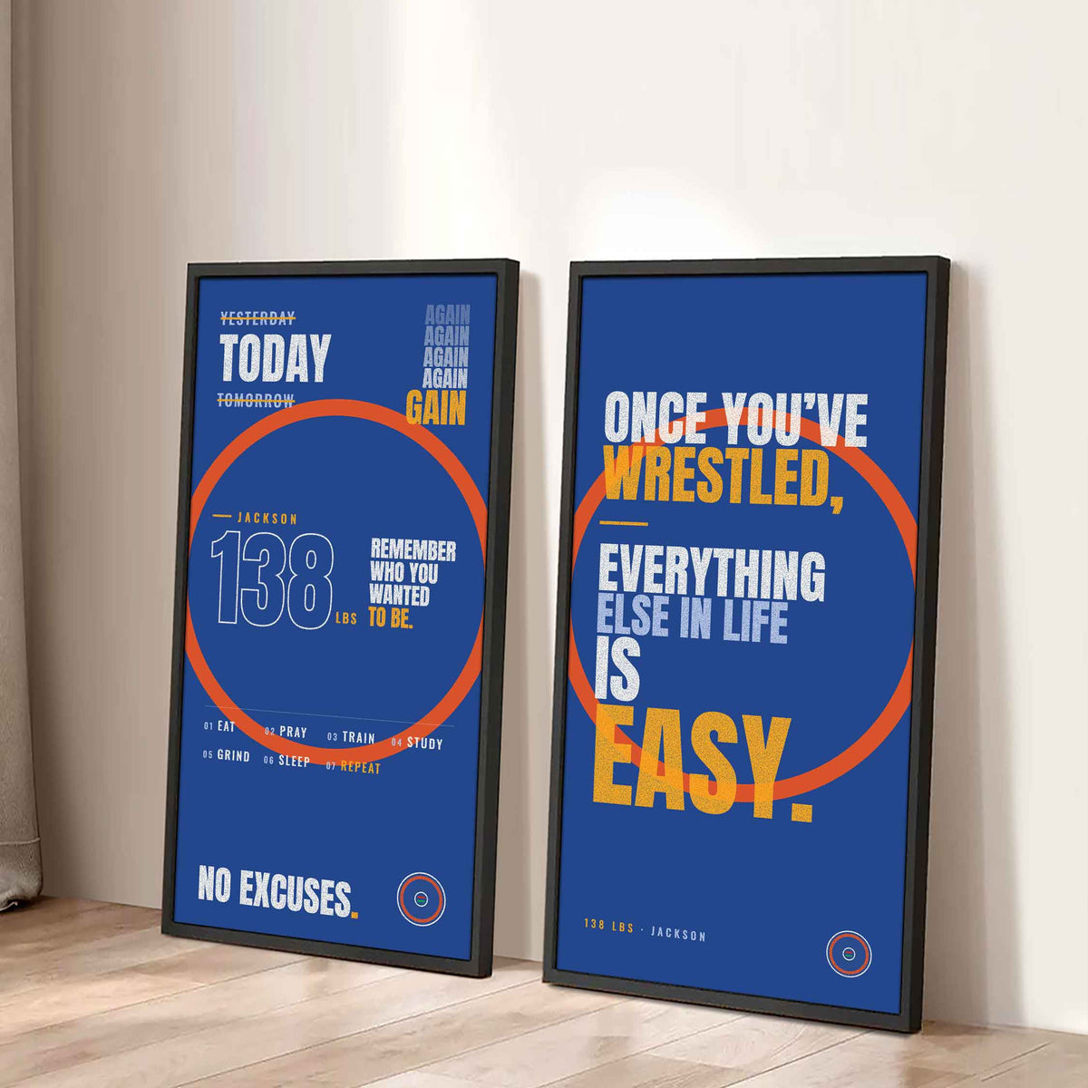 Sport Poster Again Again Again Motivation Quotes - 2 Piece Canvas Wall Art
