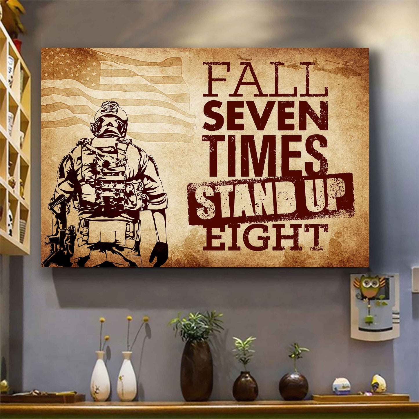 Viking Poster Canvas Fall Down Seven Times Stand Up Eight