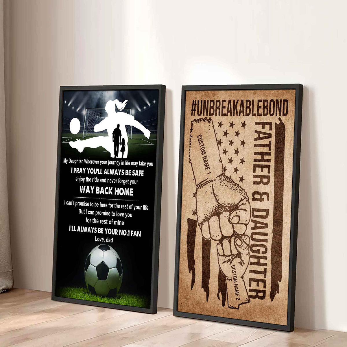 Dad And Daughter UnBreakable Bond - 2 Piece Canvas Wall Art - Never Forget Your Way Back Home