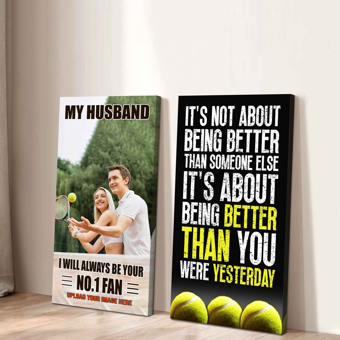 To My Husband Canvas I Am Your No 1 Fan - 2 Piece Canvas Wall Art - It's About Being Better Than You Were Yesterday