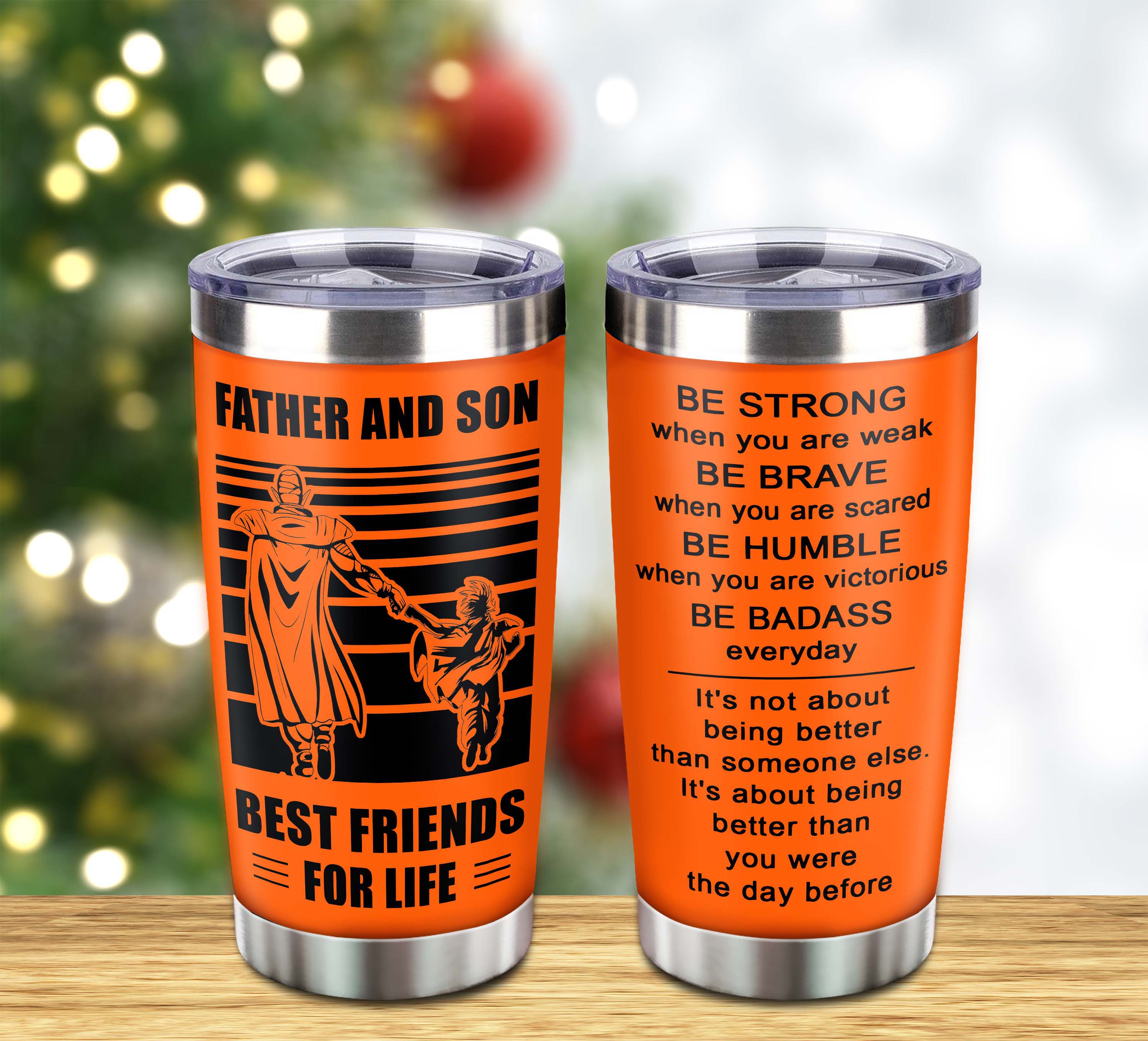 STO Customizable DRB tumbler, gifts from Dad To Son Father And Son Best Friend For Life With Inspriration Message