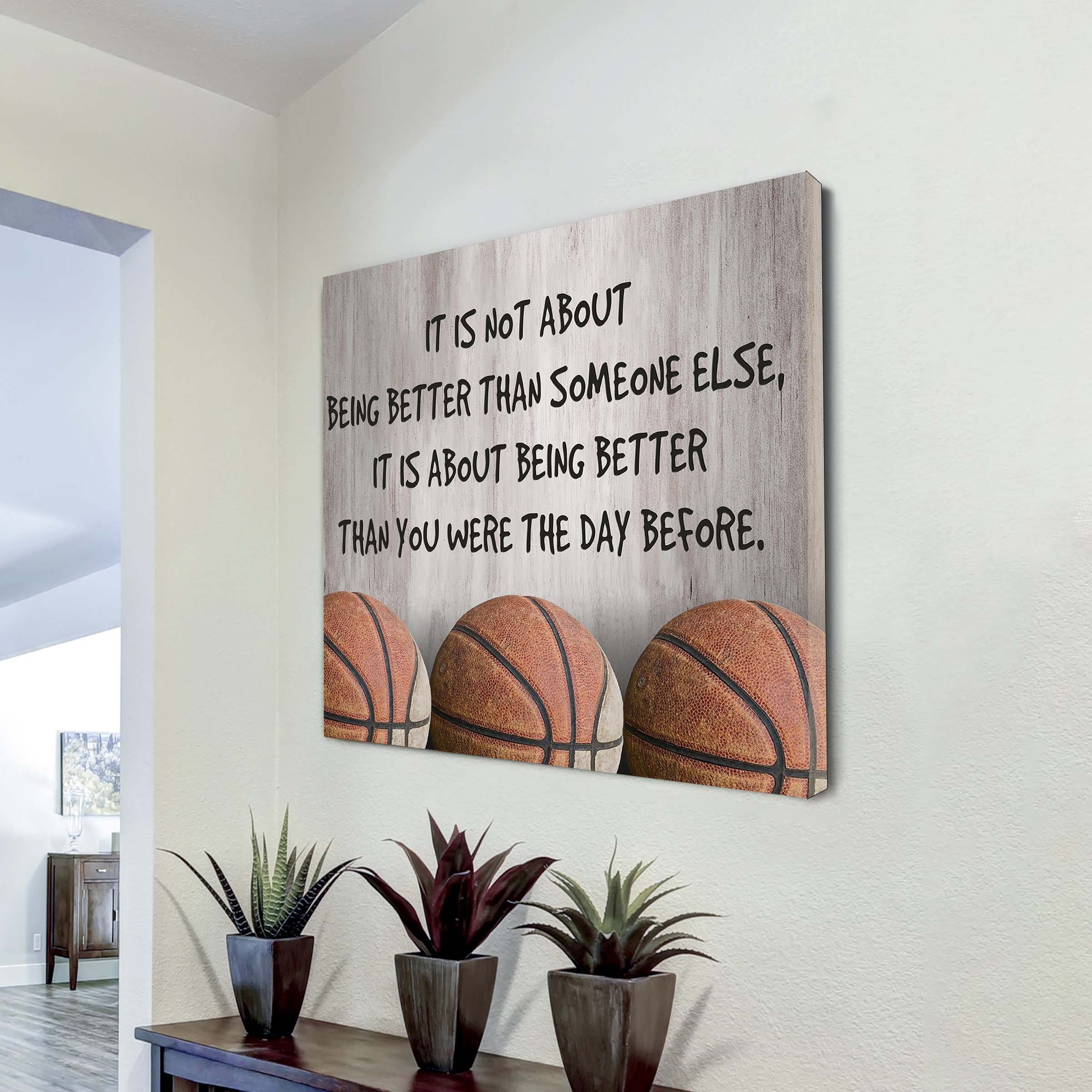 Baseball Square Poster Canvas It's Not About Being Better Than Someone Else It's About Being Better Than You Were The Day Before