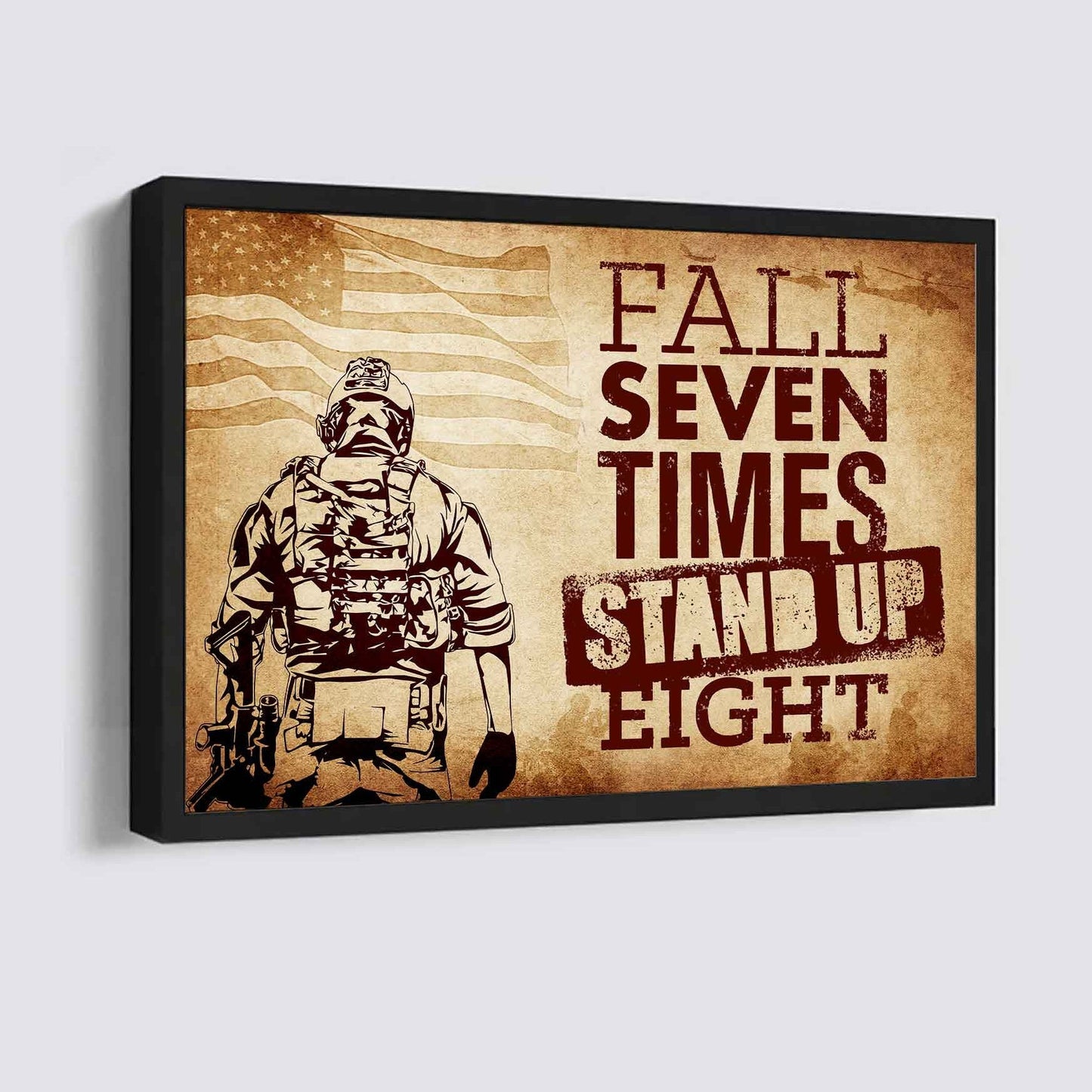 Viking Poster Canvas Fall Down Seven Times Stand Up Eight