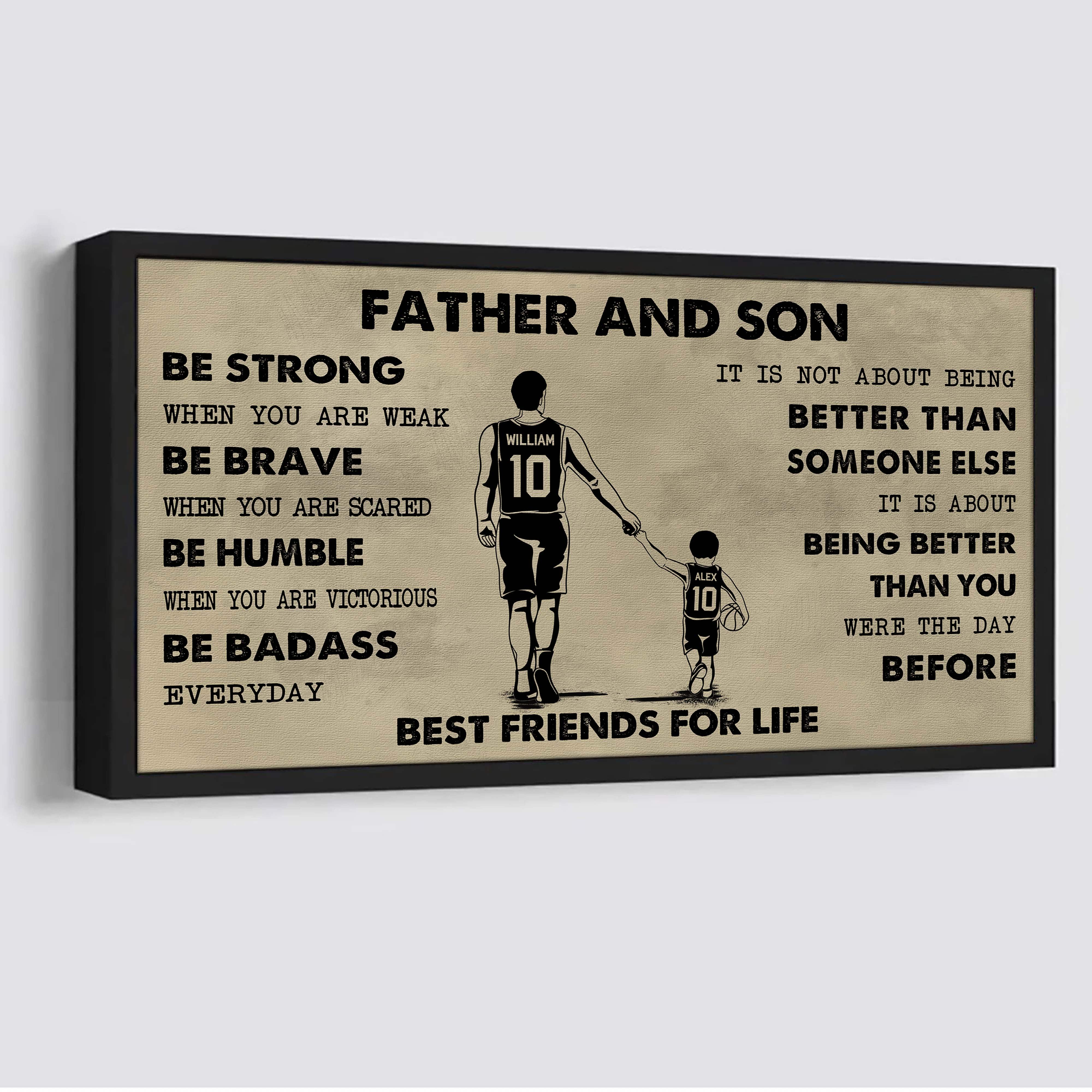 Sport-Family Father And Son Best Friends For Life - Be Strong When You Are Weak Poster Canvas Gift For Son From Father