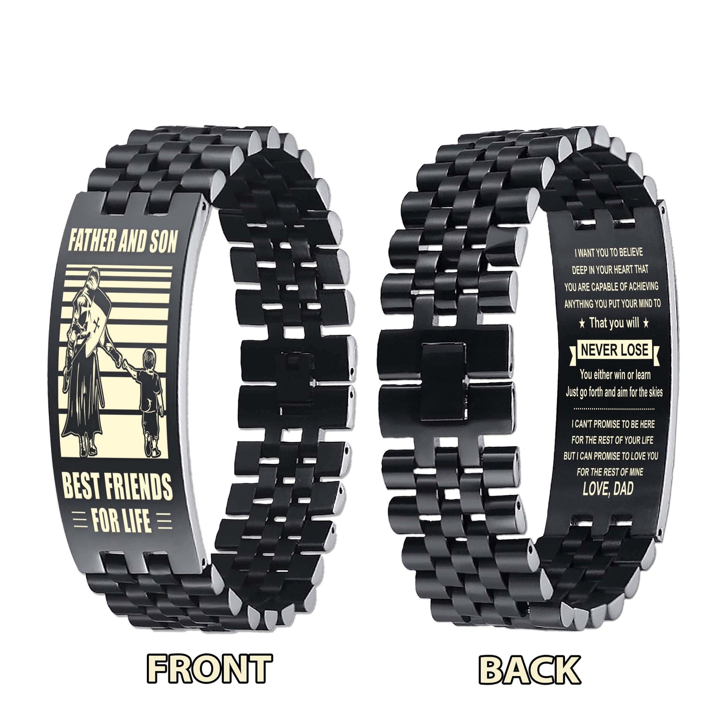 Samurai ANT Personalized Double Sided Bracelet Father And Son Best Friends For Life - Message on the back side