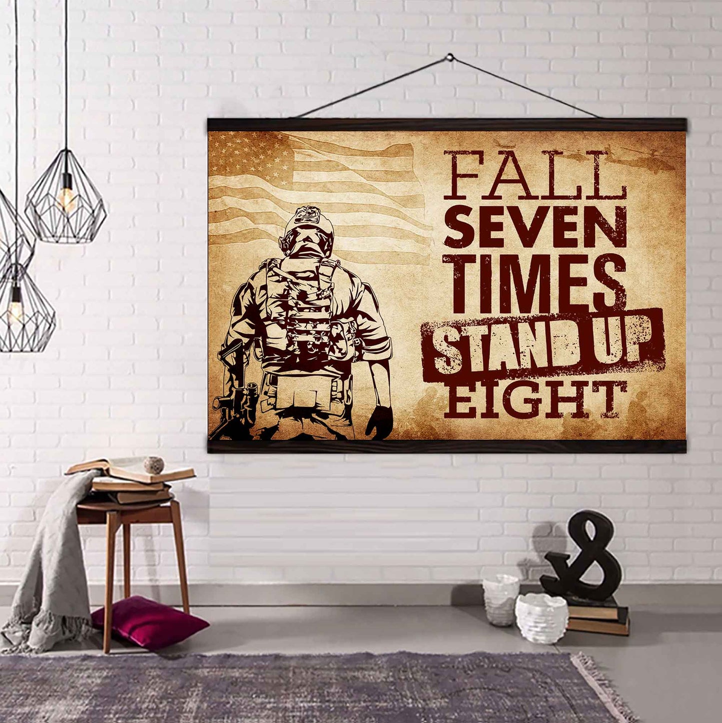Viking Poster Canvas Fall Down Seven Times Stand Up Eight