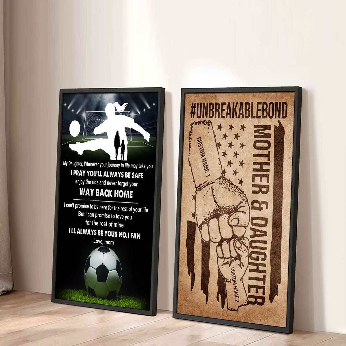 Mom And Daughter UnBreakable Bond - 2 Piece Canvas Wall Art - Never Forget Your Way Back Home